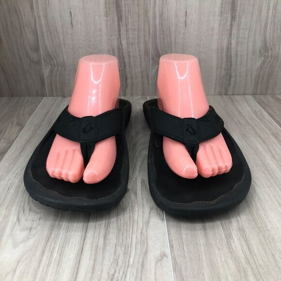 Olukai Flip Flops Mens EU 42 Ohana Black Slip On Thong Sandals - Picture 7 of 12